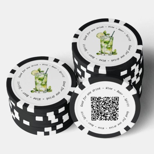 QR Code für Unternehmensereignisse Mojito Drink Gu Pokerchips (Stapel)