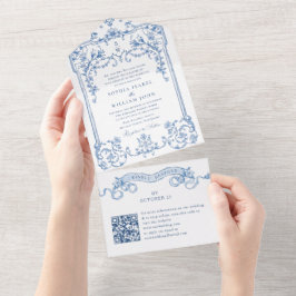 QR-Code für viktorianische Verzierte Grace Floral All In One Einladung