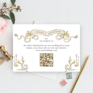 QR-Code für viktorianische Verzierte Grace Floral RSVP Karte