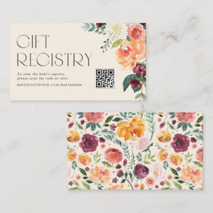 QR-Code für Vintage Fall Floral Baby Shows Begleitkarte