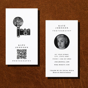 QR-Code für Vintage Fotografie der sozialen Medien Visitenkarte