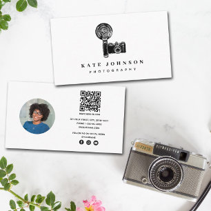 QR-Code für Vintage Fotografie der sozialen Medien Visitenkarte
