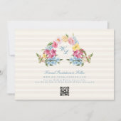 QR-Code für Vintage Liebe Floral Wreath Monogramm  Save The Date (Rückseite)