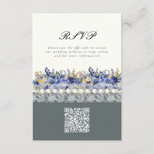 QR-Code für Vintage Spitzen und Perlen Begleitkarte (Vorderseite)