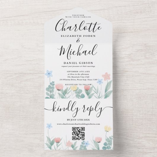 QR-Code für Wasserfarben Signature Script-Hochzeit All In One Einladung (Innen Boden)