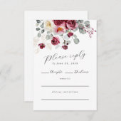 QR-Code für Wasserfarben und Burgund RSVP Karte (Vorne/Hinten)