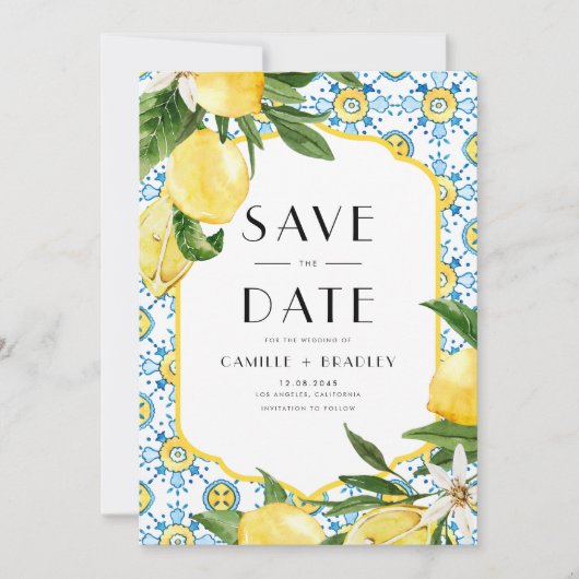 QR-Code für Wasserfarben und marokkanisches Fliese Save The Date (Vorderseite)