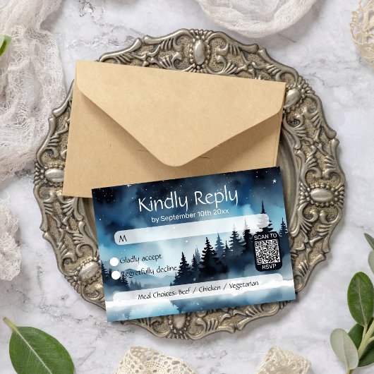 QR-Code für Wasserfarbenfrohe Nacht RSVP Karte