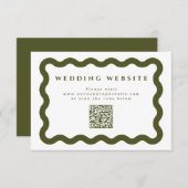 QR-Code für Wavy Green & White Wedding Begleitkarte (Vorne/Hinten)