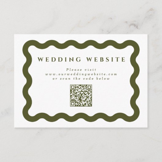 QR-Code für Wavy Green & White Wedding Begleitkarte (Vorderseite)