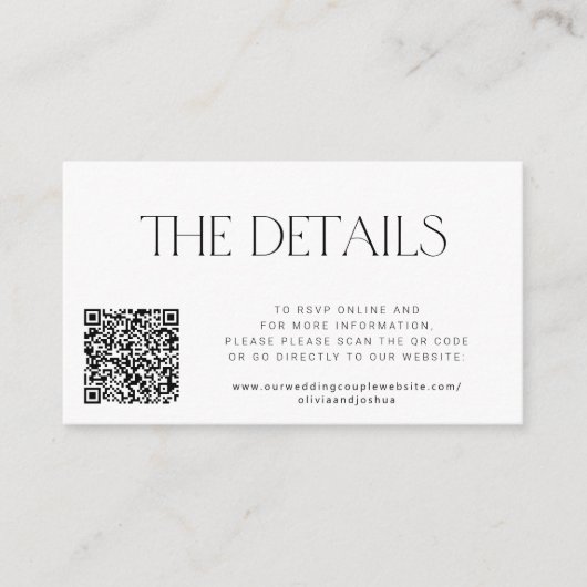 QR-Code für Website Hochzeitsdetails Begleitkarte (Vorderseite)
