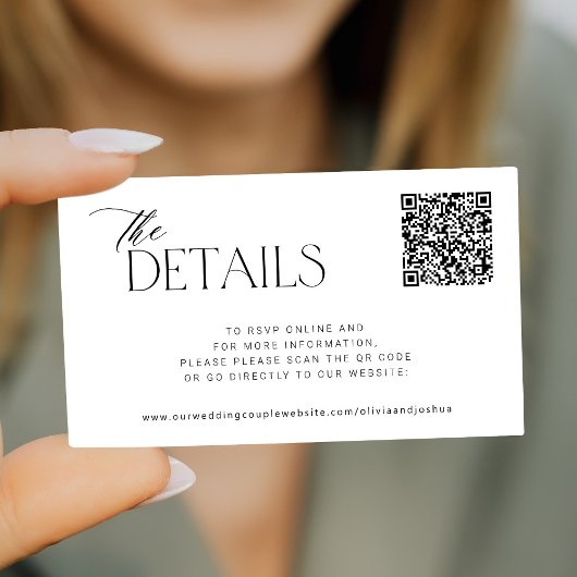 QR-Code für Website moderne Hochzeitdetails Begleitkarte