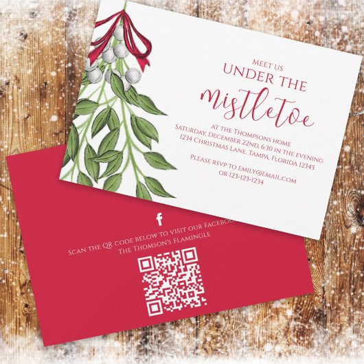 QR-Code für Weihnachtsfeiertage Mistletoe Social M Einladung