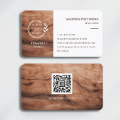 QR-Code für weißes Holzlogo Minimalistisch Moderne Visitenkarte