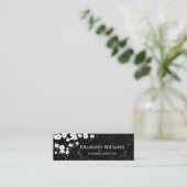 QR-Code für weißes Kirschblossom, schwarzer Marmor Mini Visitenkarte (Stehend Vorderseite)