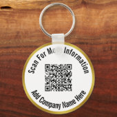 QR-Code für weitere Informationen Gold und Weiß Schlüsselanhänger (Vorderseite)