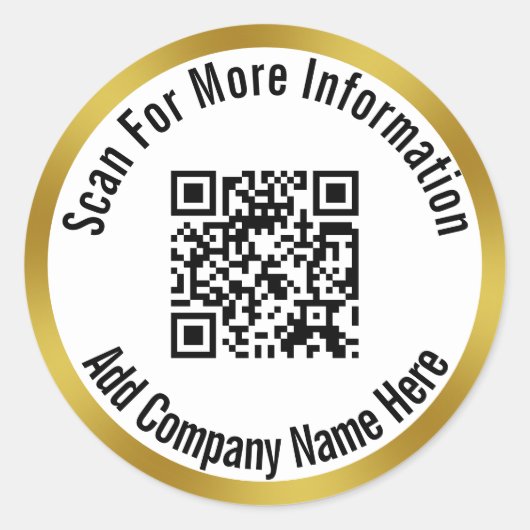 QR-Code für weitere Informationen und Firmennamen Runder Aufkleber (Vorderseite)