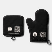 QR-Code für Werbematerial für schwarze Unternehmen Ofenhandschuh & Topflappen-Set (Vorderseite)