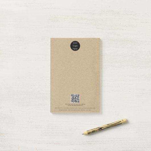 QR-Code für Werbemittel für rustikale Kraft Post-it Klebezettel (Auf Schreibtisch)