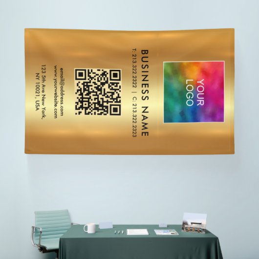 QR-Code für Werbevorlagen - Vertikal große Logos Banner (Messe)