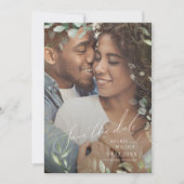 QR-Code für Whimsical Greenery Black and Gold Foto Save The Date (Vorderseite)