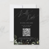 QR-Code für Whimsical Greenery Black und Gold RSVP Karte (Vorderseite)