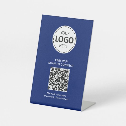 QR-Code für WIFI und Firmenlogo Sockelschild (Vorderseite)
