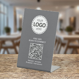 QR-Code für WIFI und Firmenlogo Sockelschild