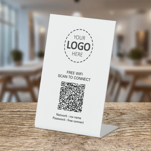 QR-Code für WIFI und Firmenlogo Sockelschild