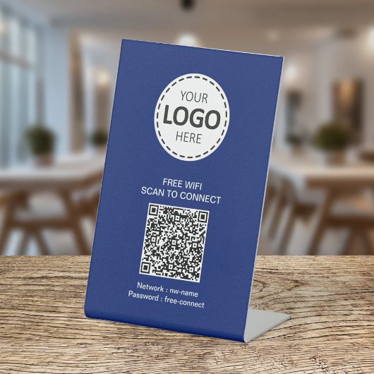 QR-Code für WIFI und Firmenlogo Sockelschild