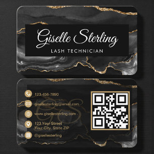 QR-Code für Wimperntechnikerin Schwarz Gold Visitenkarte