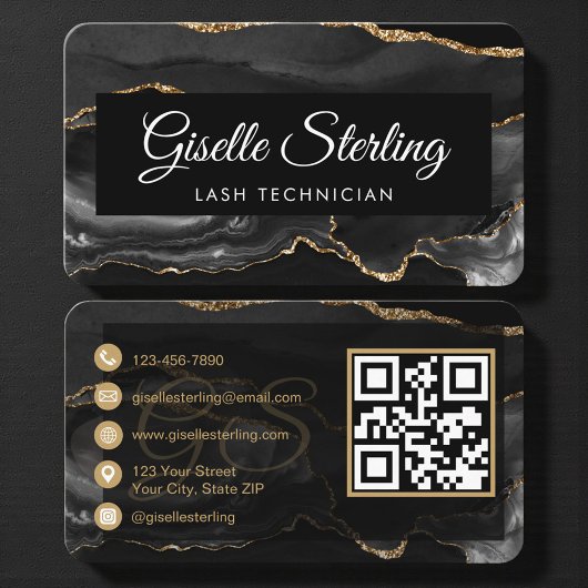 QR-Code für Wimperntechnikerin Schwarz Gold  Visitenkarte