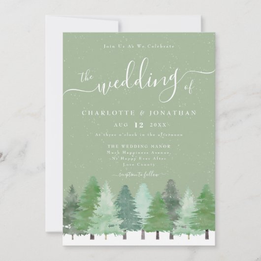 QR-Code für "Winter Woodland Sage Green Wedding" Einladung (Vorderseite)