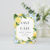 QR-Code für Zitronen und Marokkaner Save the Date Ankündigungspostkarte (Stehend Vorderseite)