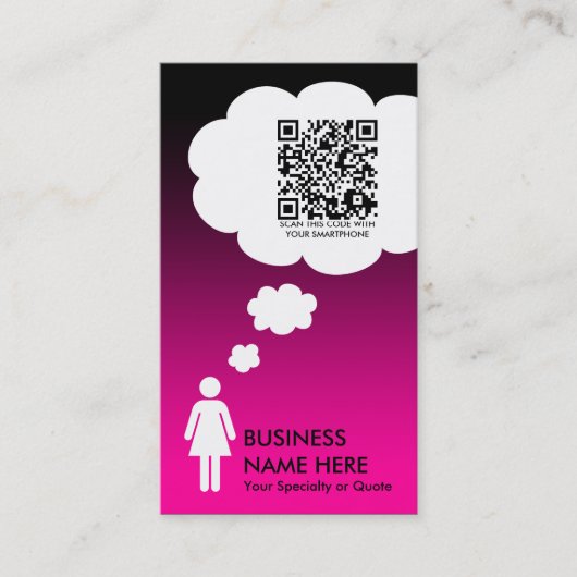 qr Code-Gedankenblase (Rosa verblassen) Visitenkarte (Vorderseite)