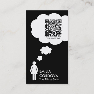qr Code-Gedankenblase (weibliches Strichmännchen) Visitenkarte