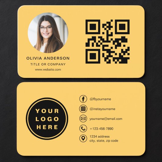 QR-Code Gelbe Foto Visitenkarte
