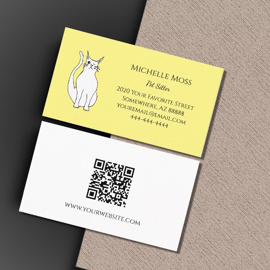 QR-Code Gelbe Haustiere Sitter Niedliche Katze Visitenkarte