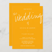 QR Code Gelbe Typografie Hochzeit Einladung (Vorne/Hinten)