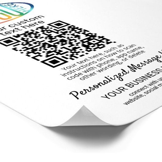 QR Code Generator & Business-Logo Minimalistisch w Poster (Ecke)