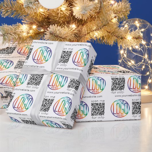 QR Code Generator & Business Logo Modern Promo Geschenkpapier (Feiertage)