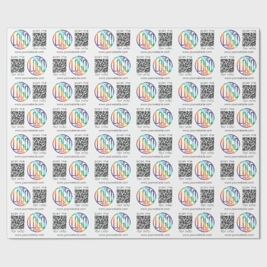 QR Code Generator & Business Logo Modern Promo Geschenkpapier (Flach)
