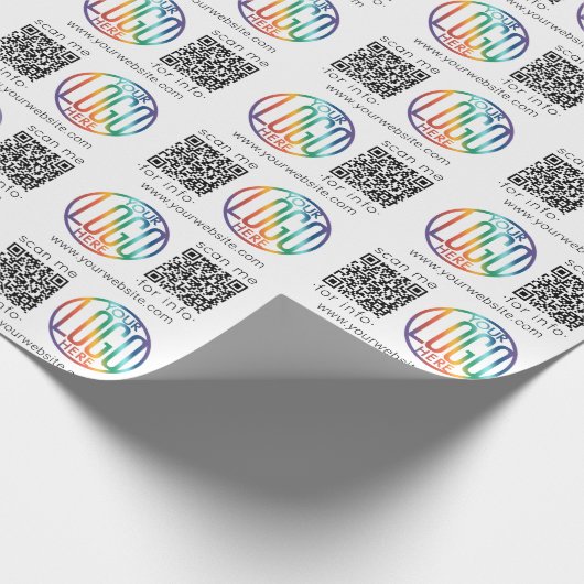 QR Code Generator & Business Logo Modern Promo Geschenkpapier (Ecke)