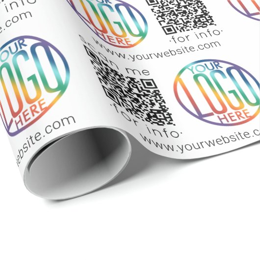 QR Code Generator & Business Logo Modern Promo Geschenkpapier (Rolleneckpunkt)