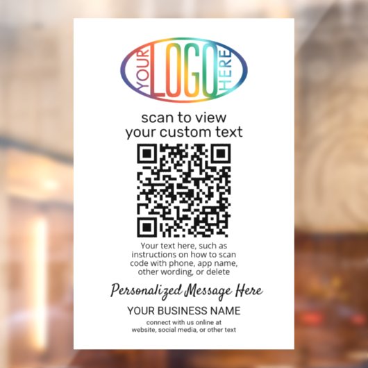 QR Code Generator & Business-Logo Modern weiß Fensteraufkleber (Blatt 2)