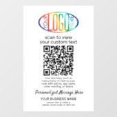 QR Code Generator & Business-Logo Modern weiß Fensteraufkleber (Blatt)