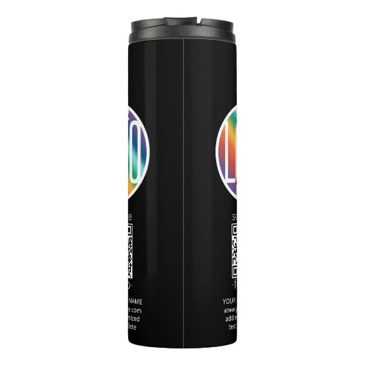 QR Code Generator Business Logo Werbung schwarz Thermosbecher (Rückseite)