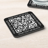 QR-Code-Generator Geschäft Promotional Schwarz Getränkeuntersetzer (Linke Seite)