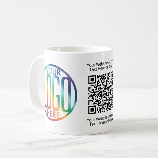 QR Code Generator und Werbung für Ihr Logo Kaffeetasse (Vorderseite Links)