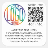 QR Code Generator und Werbung für Ihr Logo Quadratischer Aufkleber (Vorderseite)